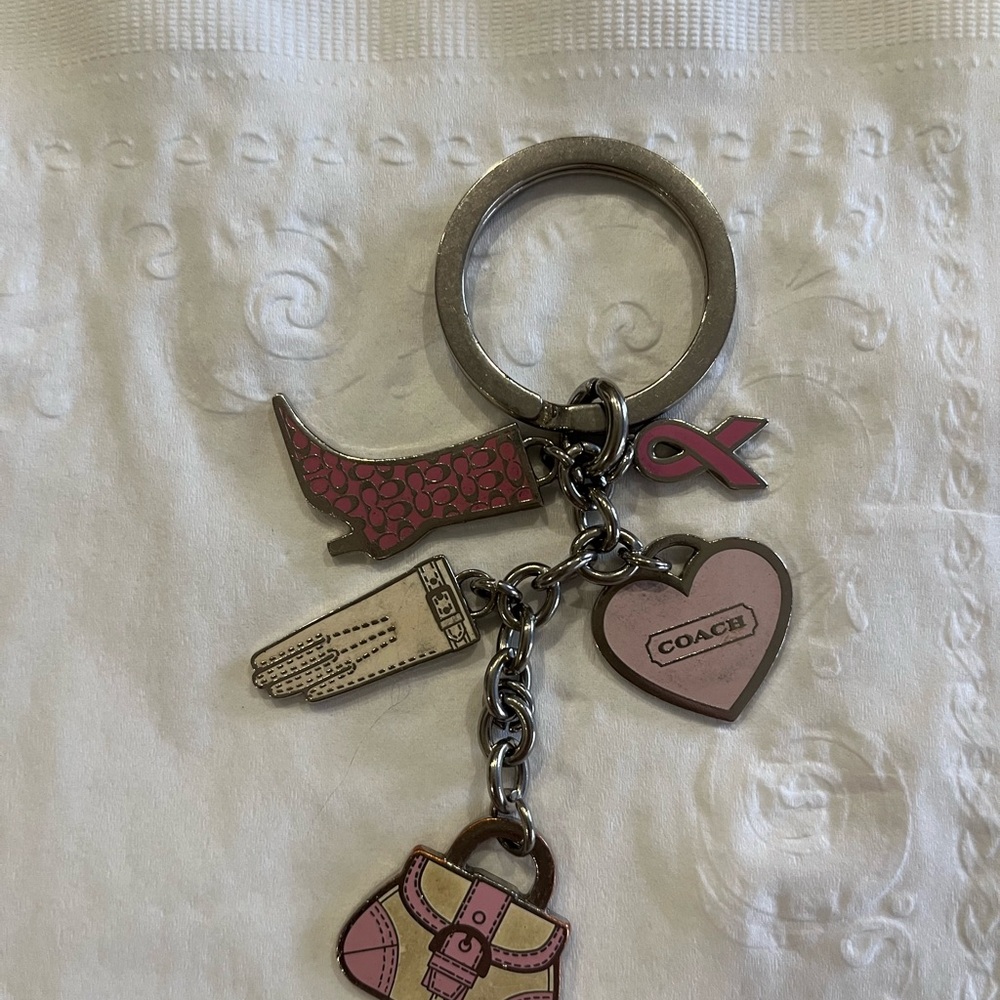 Coach Pink and Cream Charm Key Holder